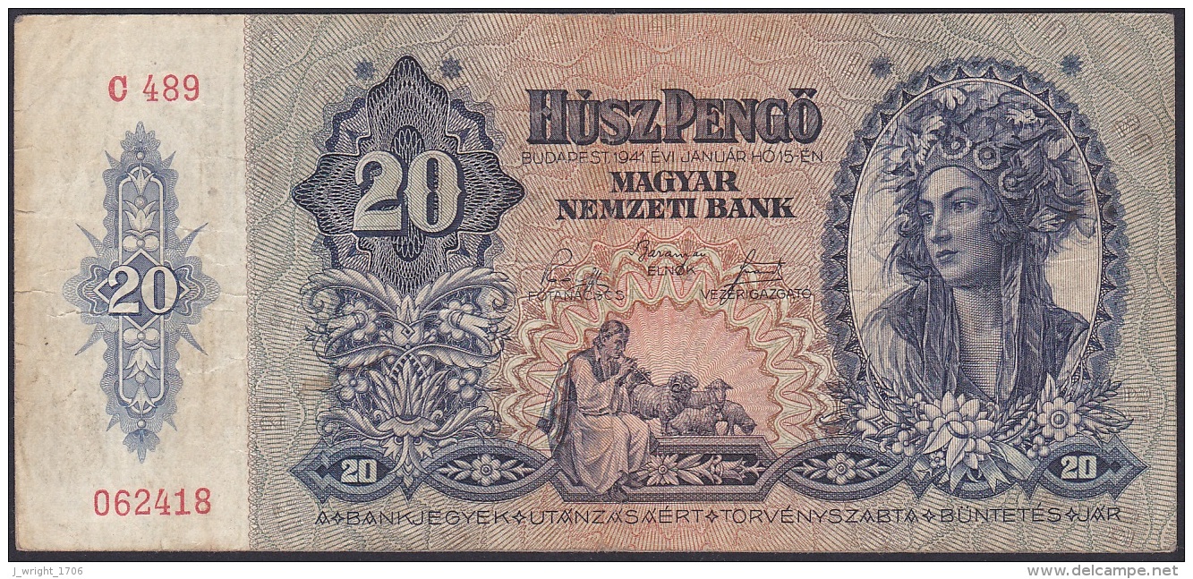 Hungary:- 20 Pengo/P.109 (1941):- VF - Hongrie