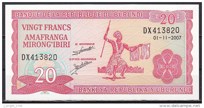 Burundi:- 20 Francs/P.27d (2007):- UNC - Burundi