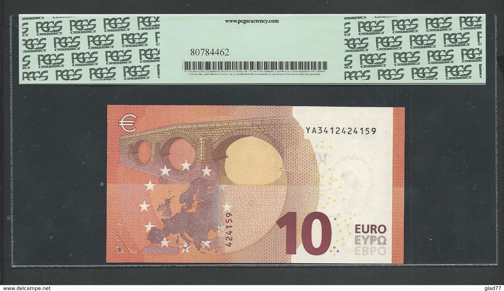 Greece  "Y" 10  EURO GEM UNC! Draghi Signature!!  "Y" PCGS 65PPQ (Perfect Paper Quality)   Printer  Y006A2! - 10 Euro