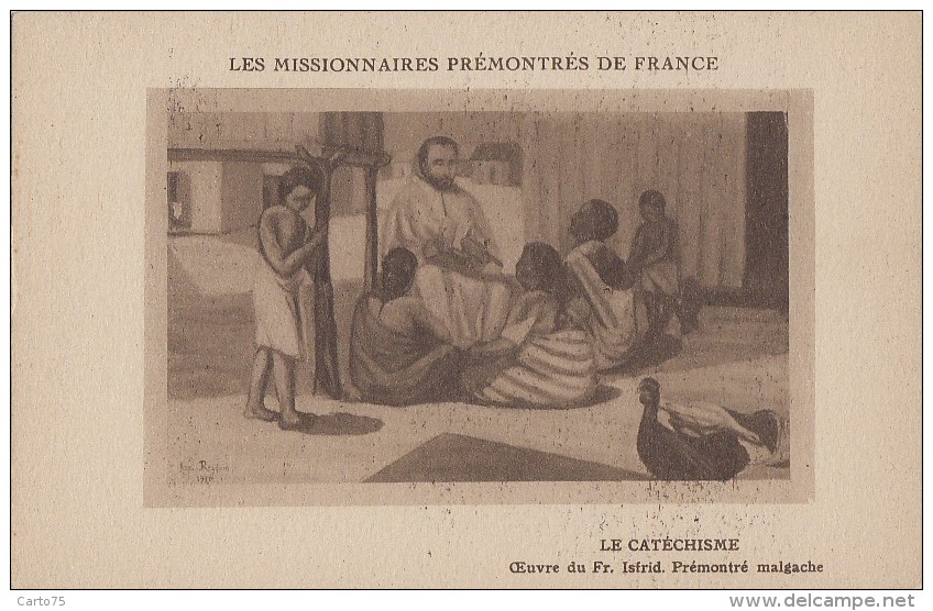 Afrique - Madagascar - Missions Religion - Peinture - Tableau De Frère Isfrid - Enfants Prêtre Catéchisme - Madagascar