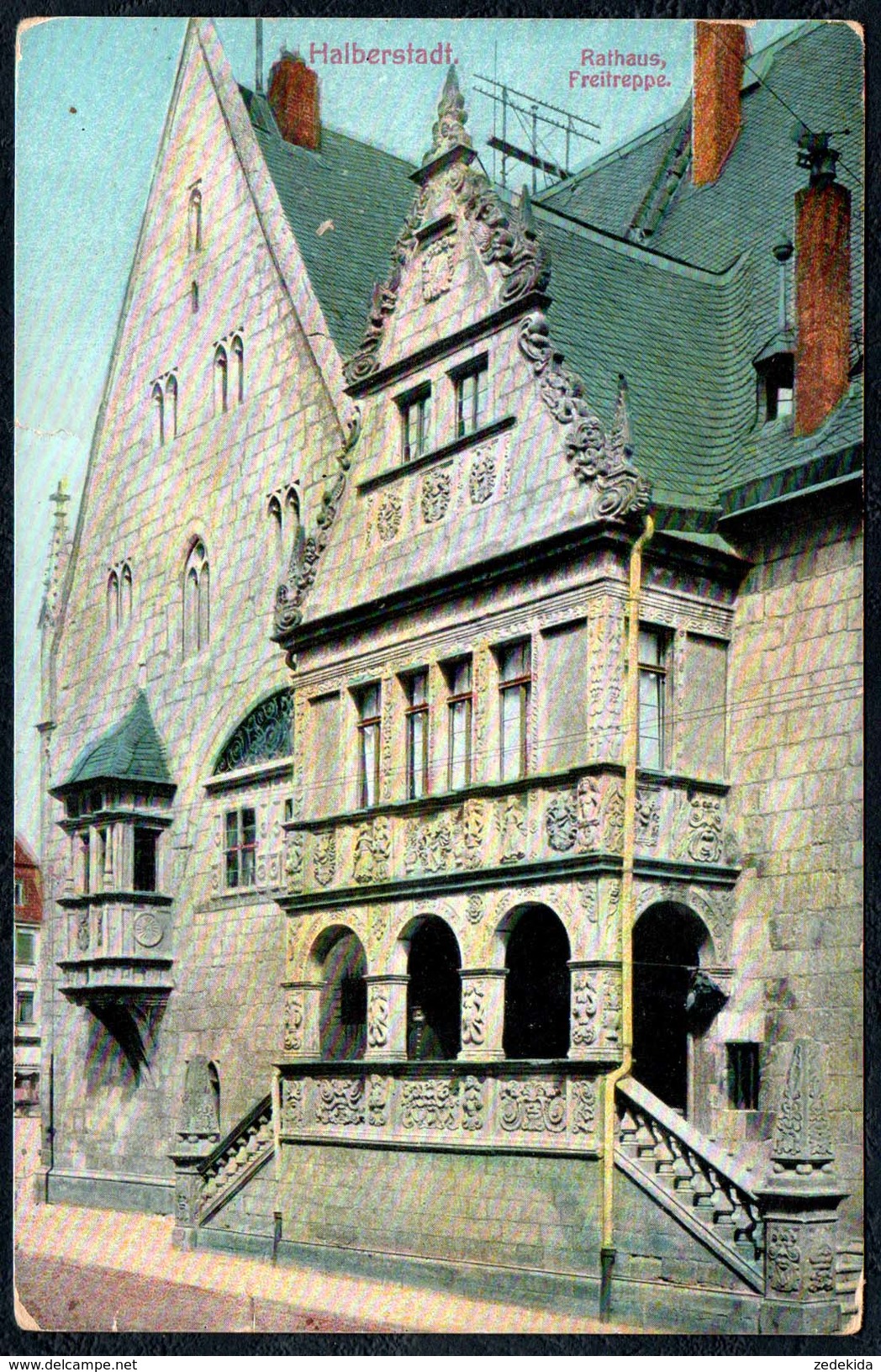 A9151 - Halberstadt - Rathaus - Gel 1912 - R. Lederbogen - Halberstadt