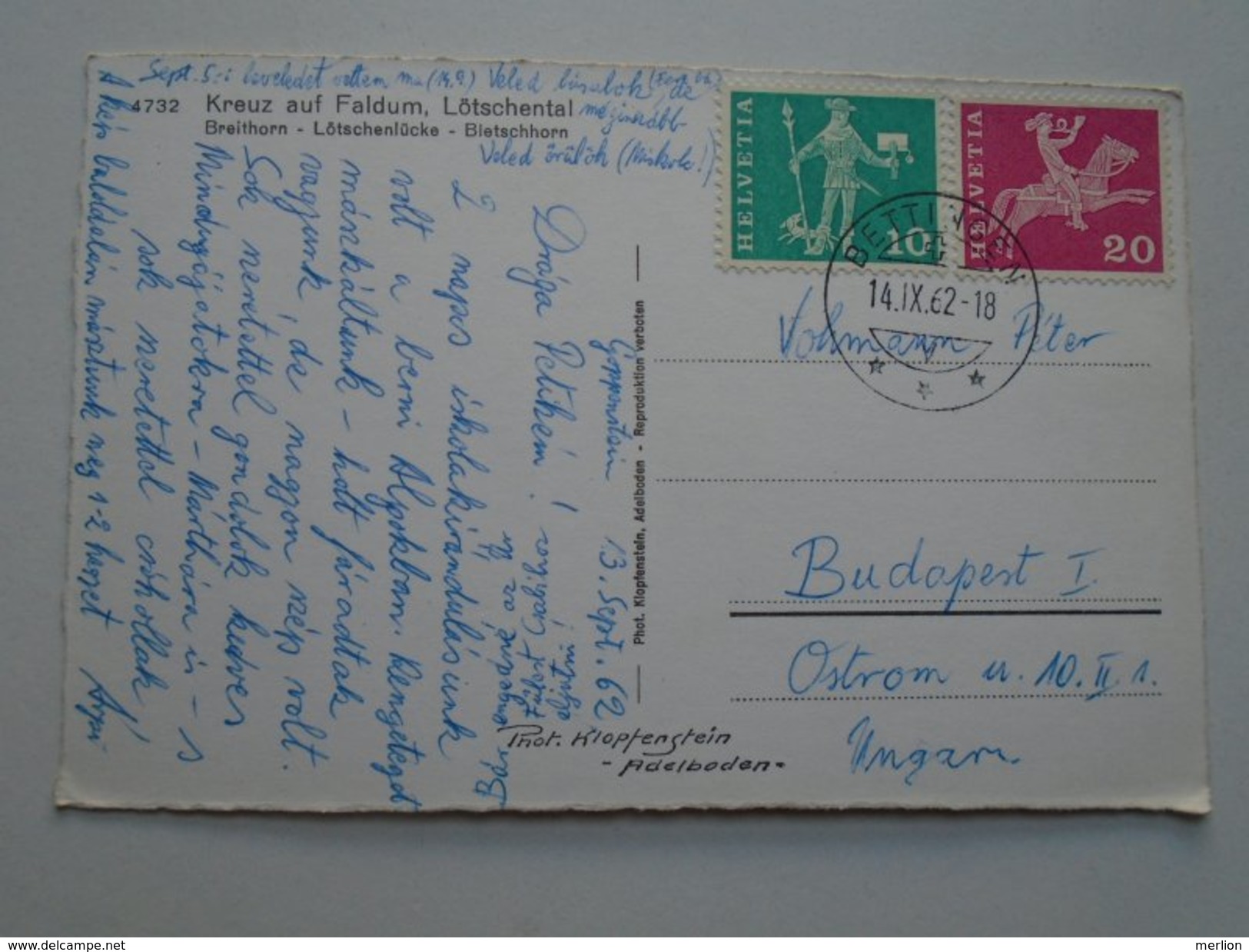 D155243   CH Switzerland  Kreuz Auf Faldum - Lötschental  - Bettingen 1962 Cancel - Bettingen