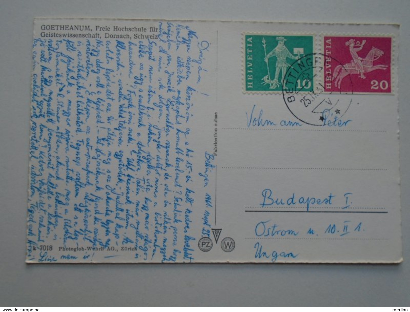 D155244   CH Switzerland  Goetheanum  Freie Hochschule  -DORNACH  - Bettingen 1961 Cancel - Bettingen