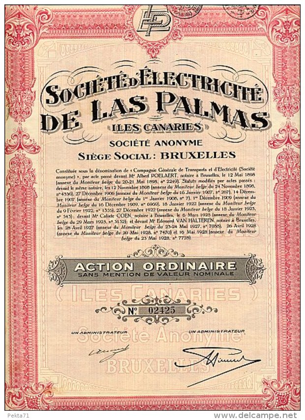 SOCIETE D'ELECTRICITE DE LAS PALMAS ( Iles Canaries ) - Electricité & Gaz