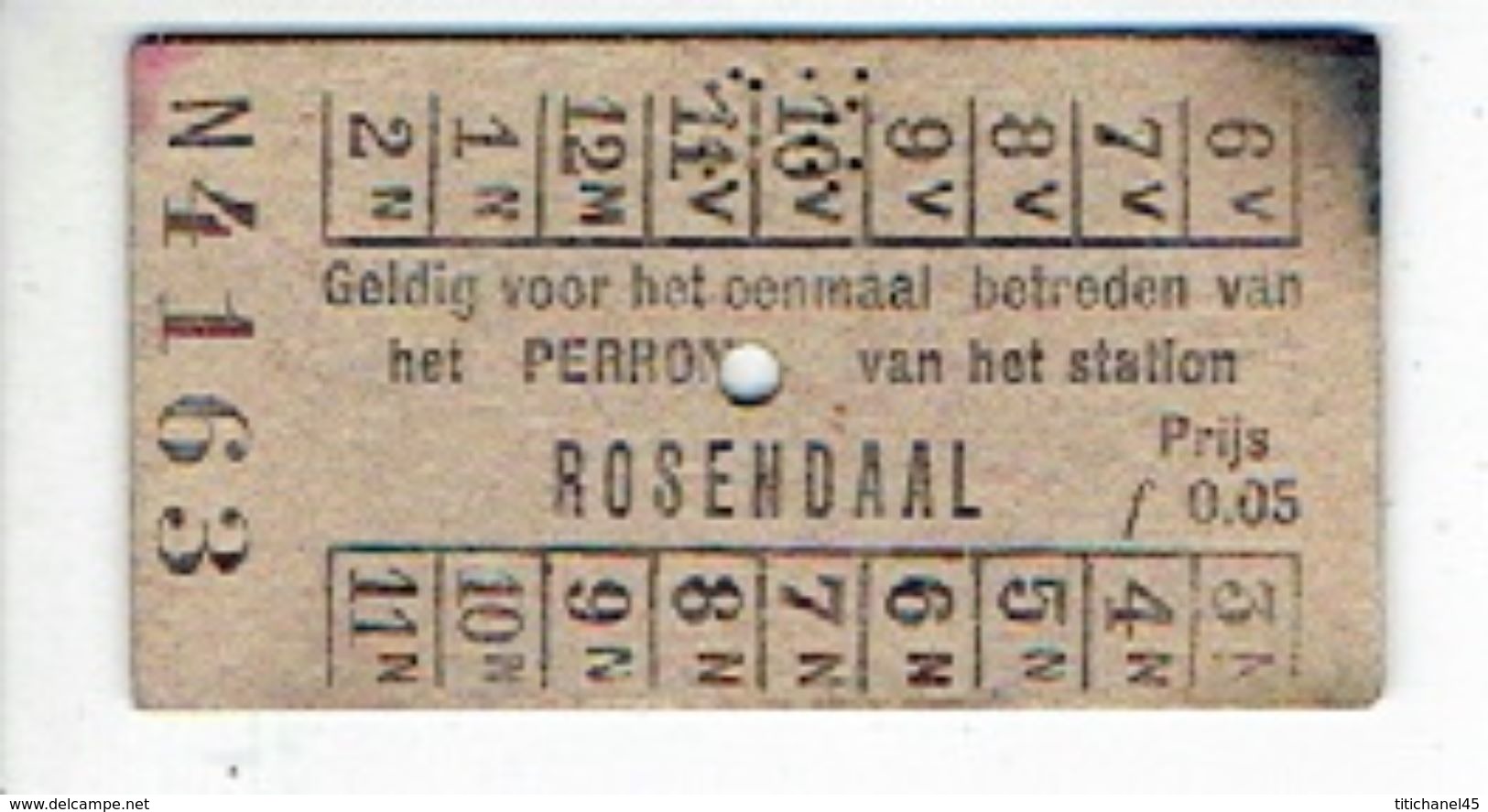 PAYS-BAS - HOLLAND - Ticket Vintage Trein ROSENDAAL - Europe