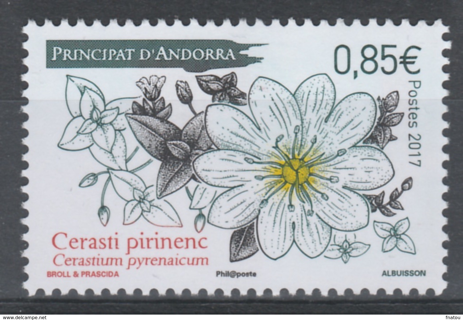 Andorra (French Adm.), Plant, Mouse-ear Chickweed, Cerastium, 2017, MNH VF - Unused Stamps