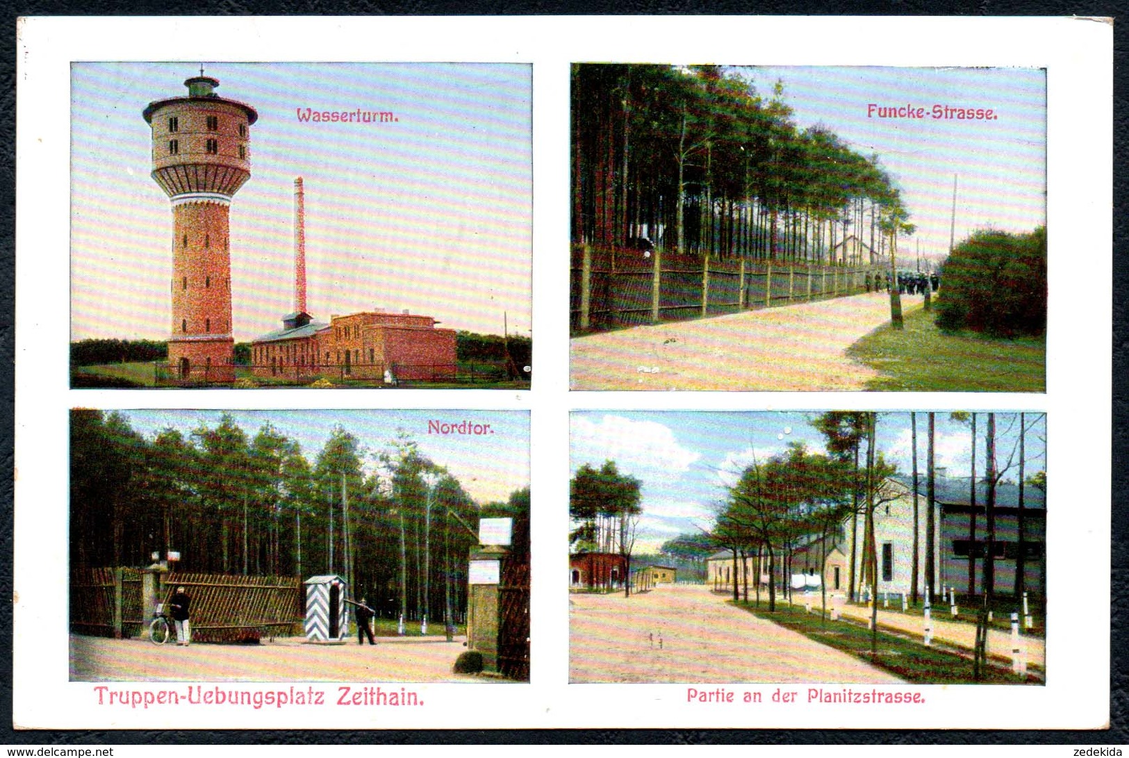 A9164 - Zeithain - Truppenübungsplatz Wasserturm Funcke Straße Planitzstraße - Gel 1912 Reinhardt - Stempel Übungsplatz - Zeithain