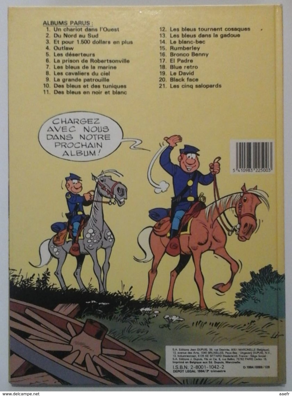 EO Les Tuniques Bleues N°21 - Les Cinq Salopards - Cauvin & Lambil - Dupuis 1984 - Réf. 21 E.O. - Tuniques Bleues, Les