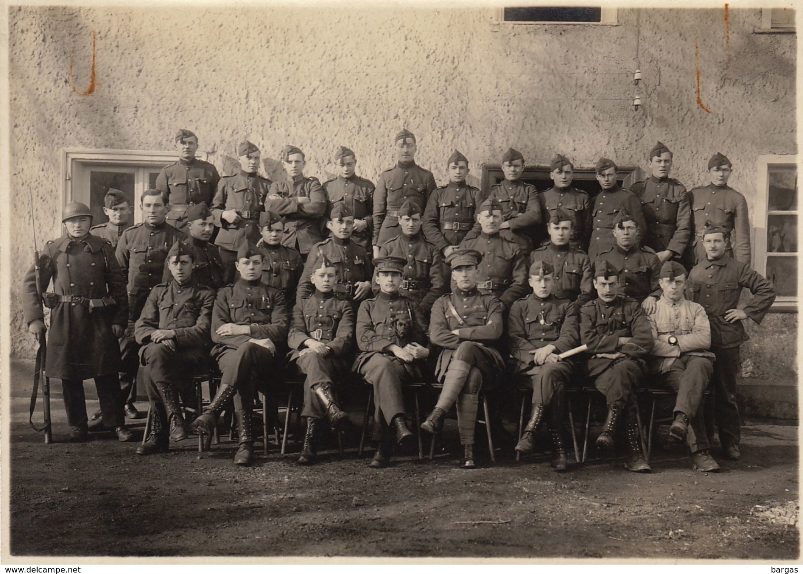 Photo Groupe Militaire Armée Belge De L'officier Caron De Gand - Guerre, Militaire