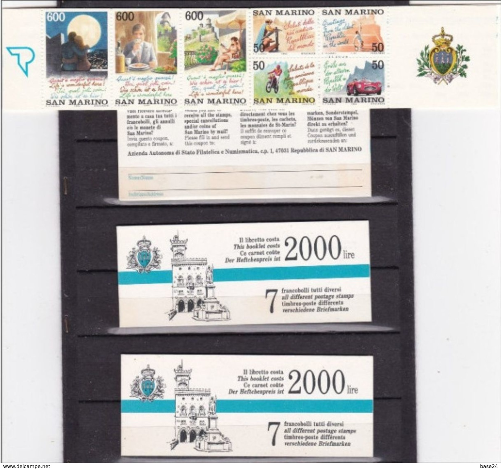 1992 San Marino Saint Marin TURISMO EUROPEO  EUROPEAN TOURISM 4 Libretti MNH** 4 Booklets - Booklets