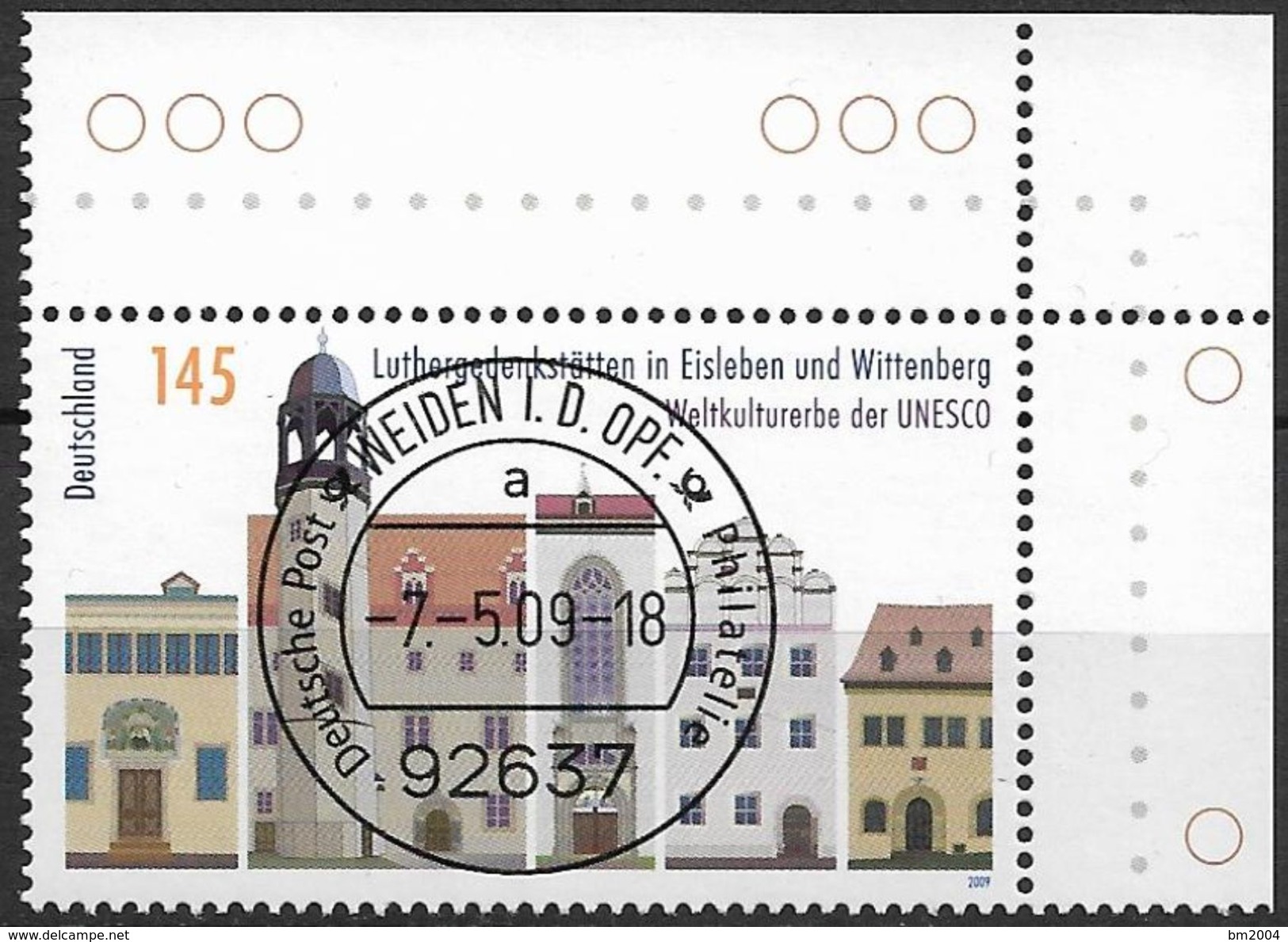 2009 Allem. Fed. Deutschland Mi. 2736 EOR  FD-used Weiden   UNESCO-Welterbe : Luthergedenkstätten In Eisleben Und - Gebraucht