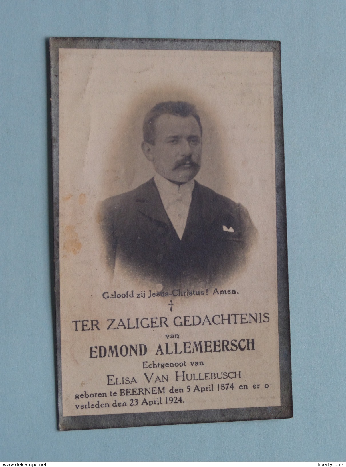 DP Edmond ALLEMEERSCH ( Elisa Van Hullebusch ) Beernem 5 April 1874 - 23 April 1924 ( Zie Foto's ) ! - Overlijden