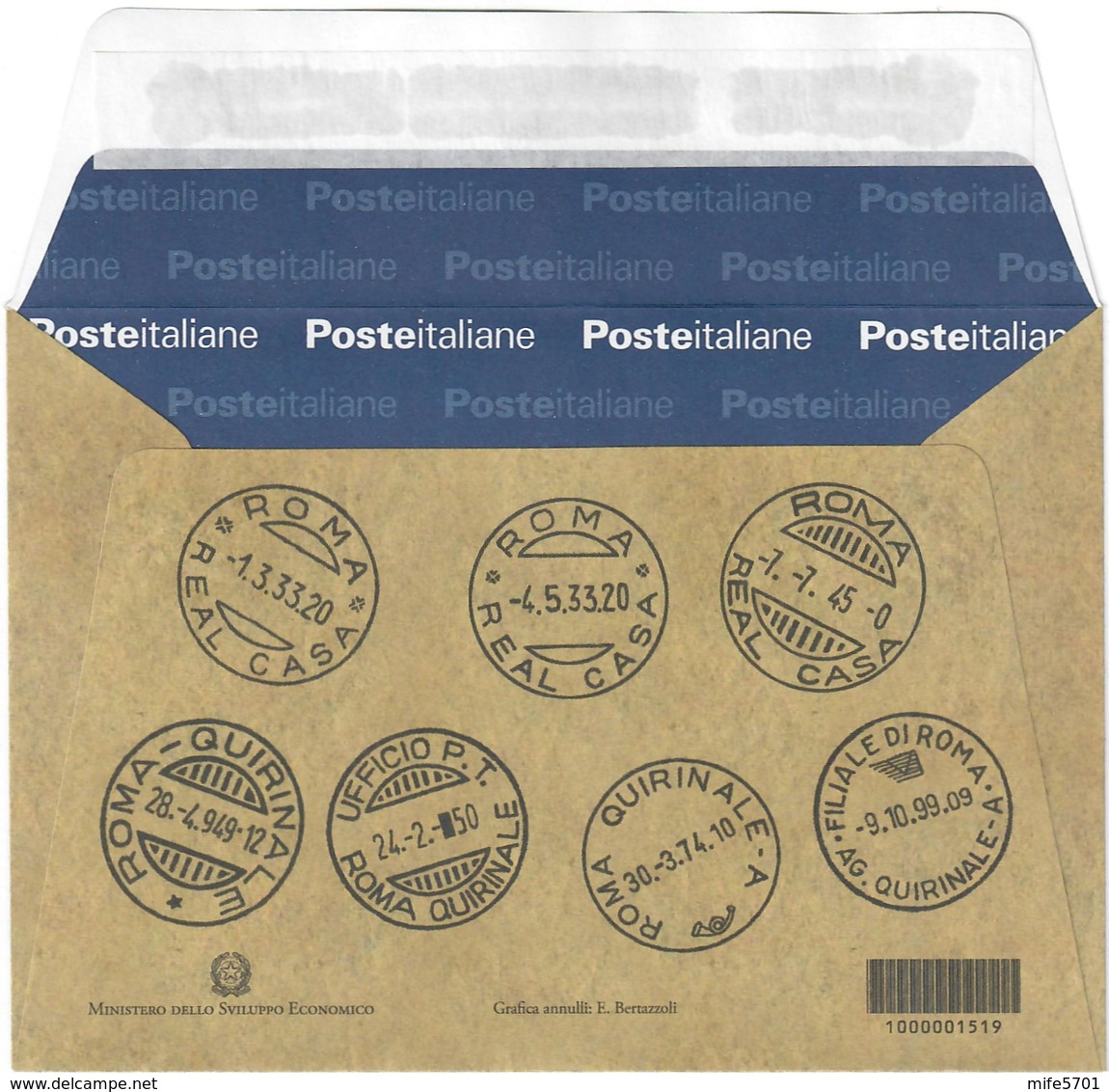 BUSTA 100° ANNIVERSARIO ISTITUZIONE UFFICIO POSTALE “ROMA QUIRINALE” 0,70 EURO - 2013 - FILAGRANO "BU6" - NUOVA ** - Ganzsachen