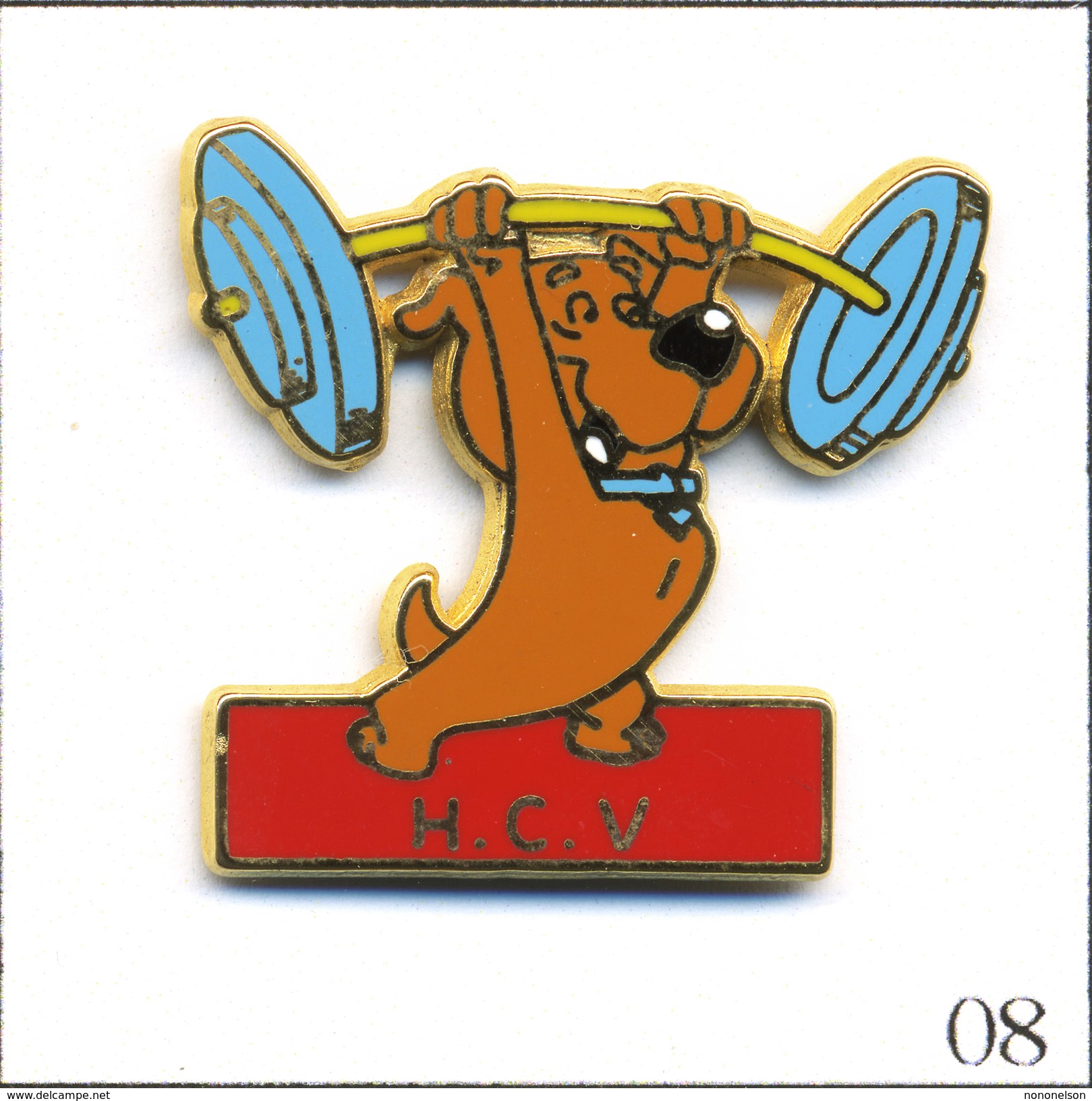 Pin's Sport - Haltérophilie / Club De Villeneuve St Georges (94) Avec Chien. Est. Ballard. Zamac. T551-08 - Haltérophilie