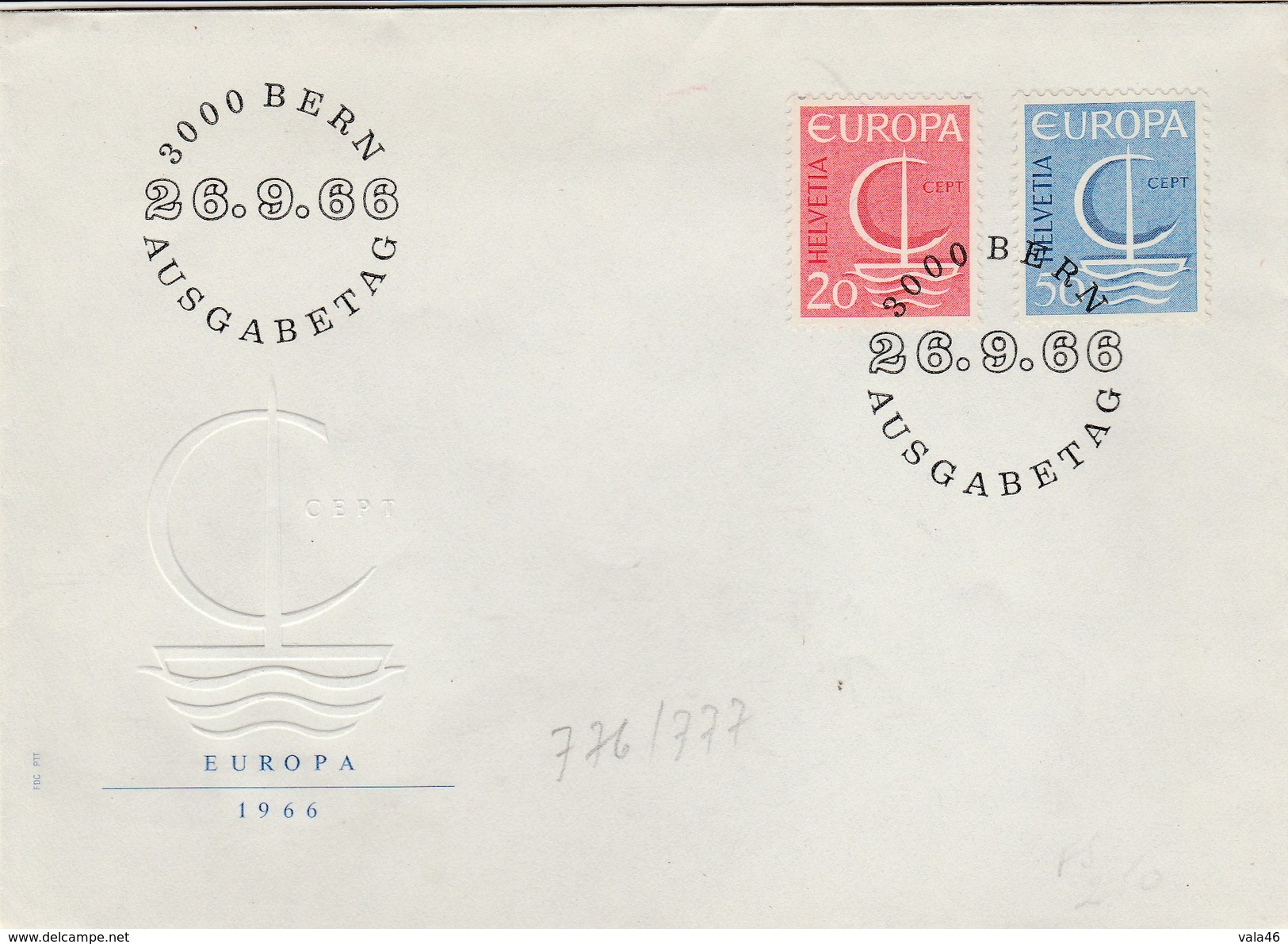 EUROPA SUISSE   N°776/777  ANNEE 1966 - 1966