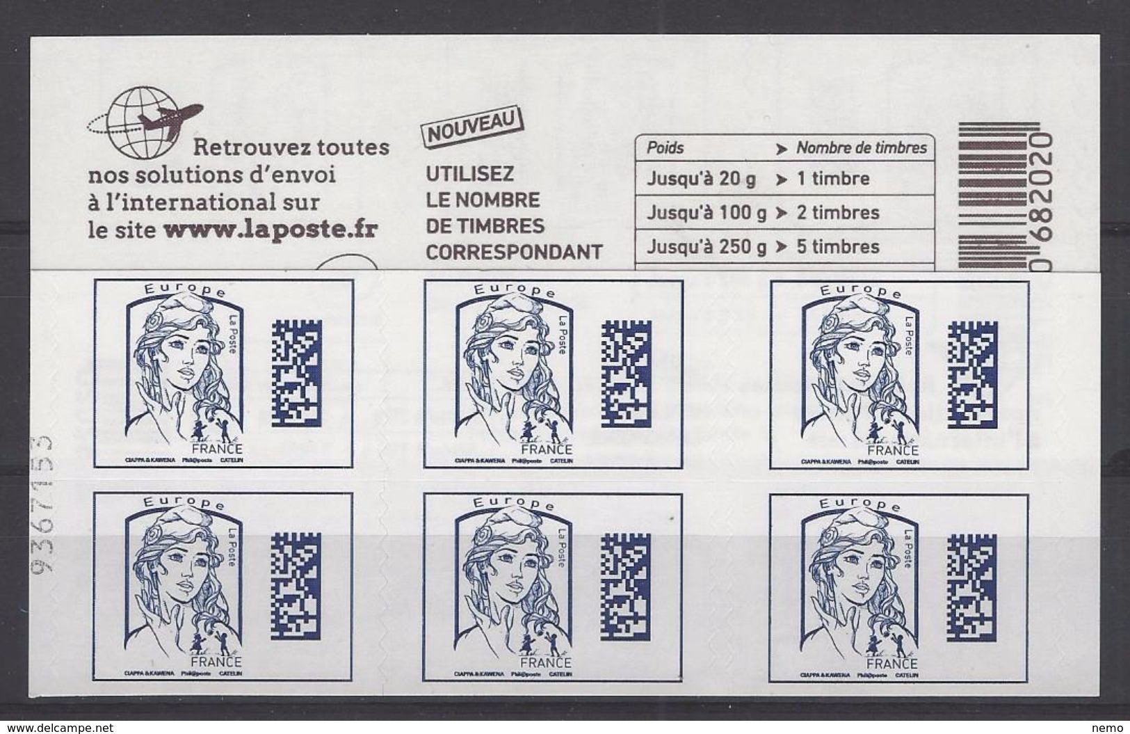 Rare N°sur Carnet Marianne De Ciappa  Bleu Europe - Autres & Non Classés