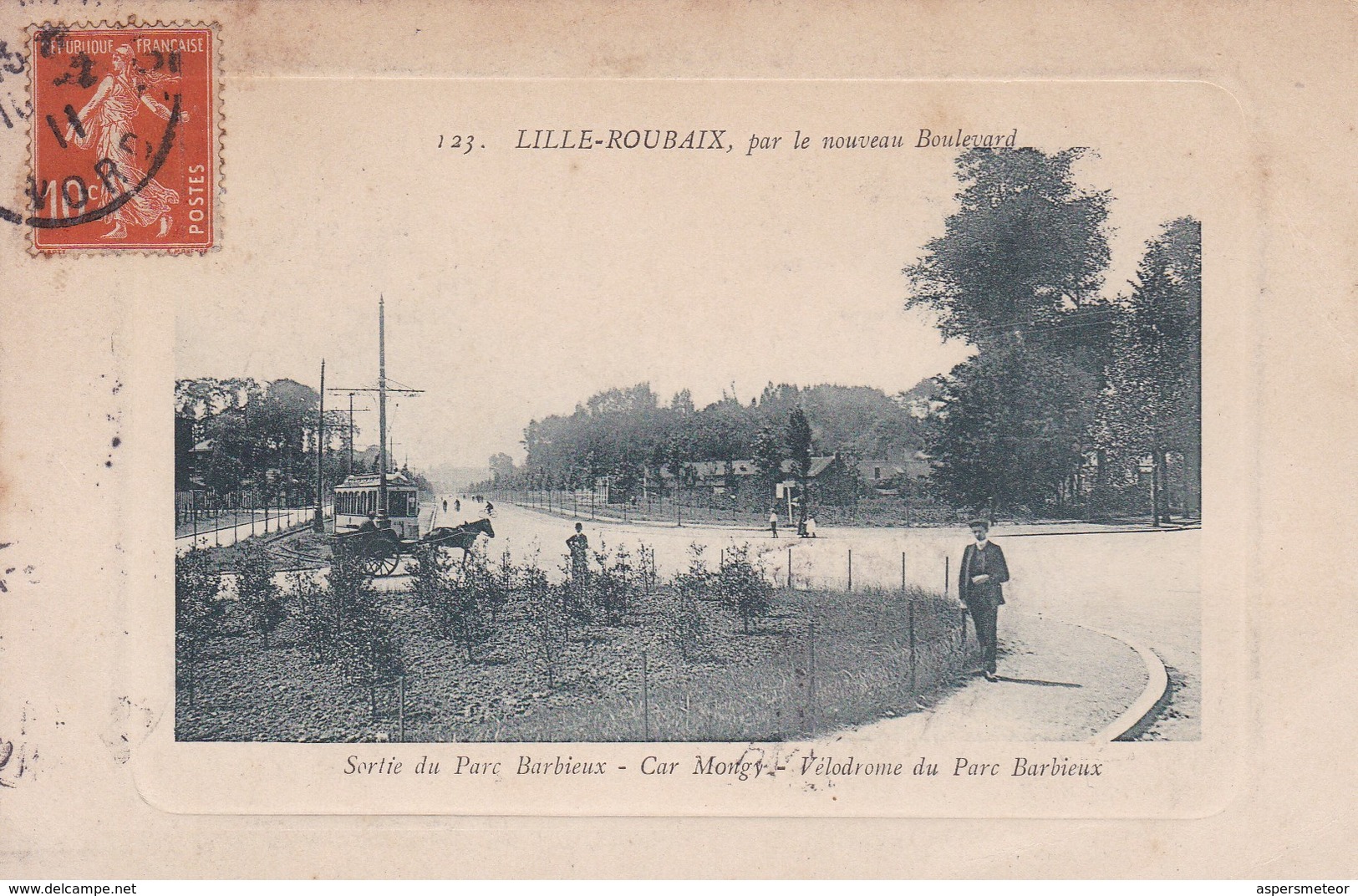 LILLE-ROUBAIX, PAR LE NOUVEAU BOULEVARD. SORTIE DU PARC BARBIEX. CAR MONGRY. VELODROME. ELD CIRCA 1910s. TBE -BLEUP - Lille