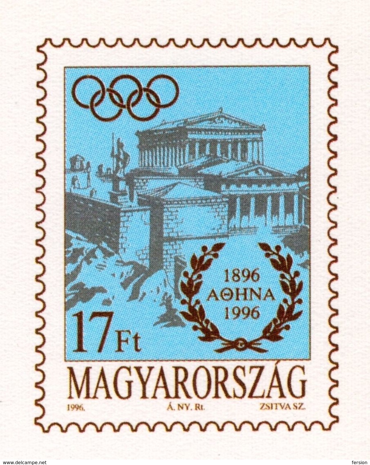 1980 1996 HUNGARY - 1st Hungarian Olympic Champion - ATHENS ACROPOLIS 1896 - Hajos Alfred - STATIONERY - POSTCARD - Zomer 1896: Athene