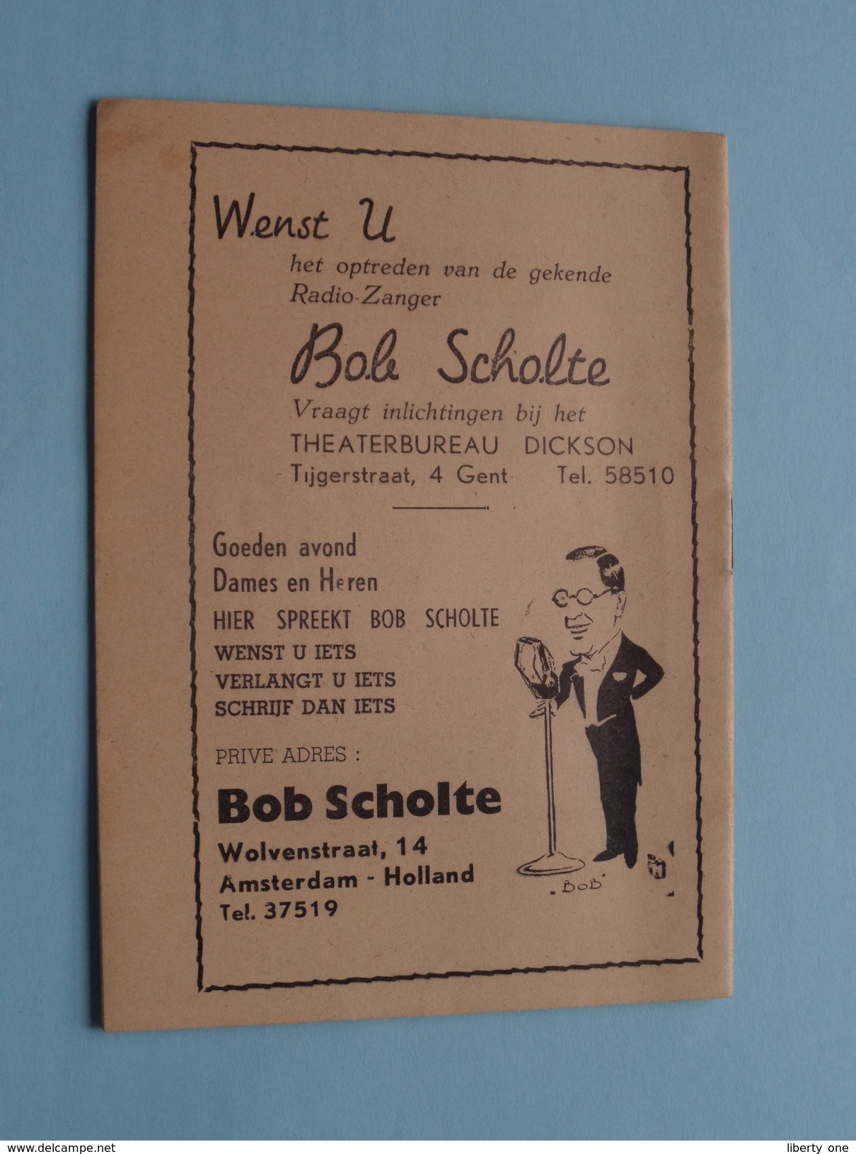 Succes Liedjes van BOB SCHOLTE ( Magazine +/- 11,5 x 16 cm - 12 Pag + Kaft > zie foto's )