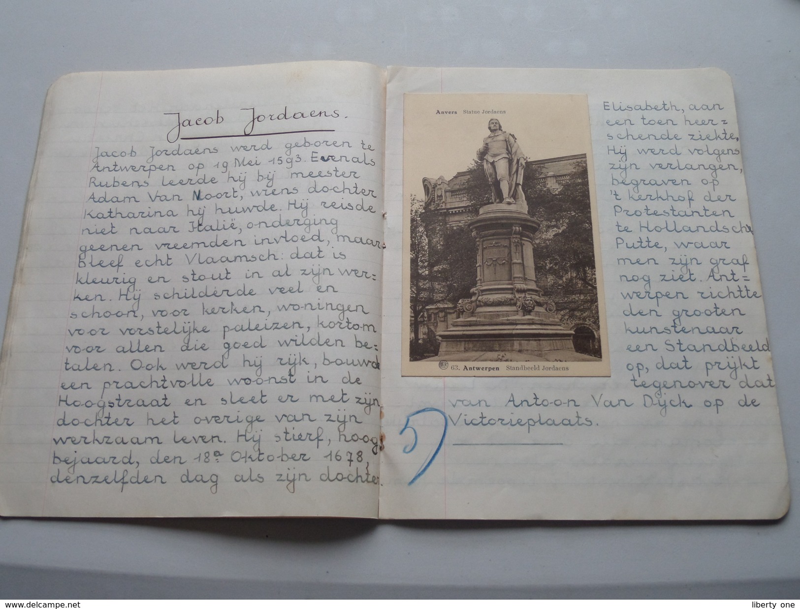 SCHRIJFBOEK Aanneembare Parochiale Scholen van Antwerpen ( Schoonschrift 1942 EKEREN Goolaerts 5B > zie foto's ) !