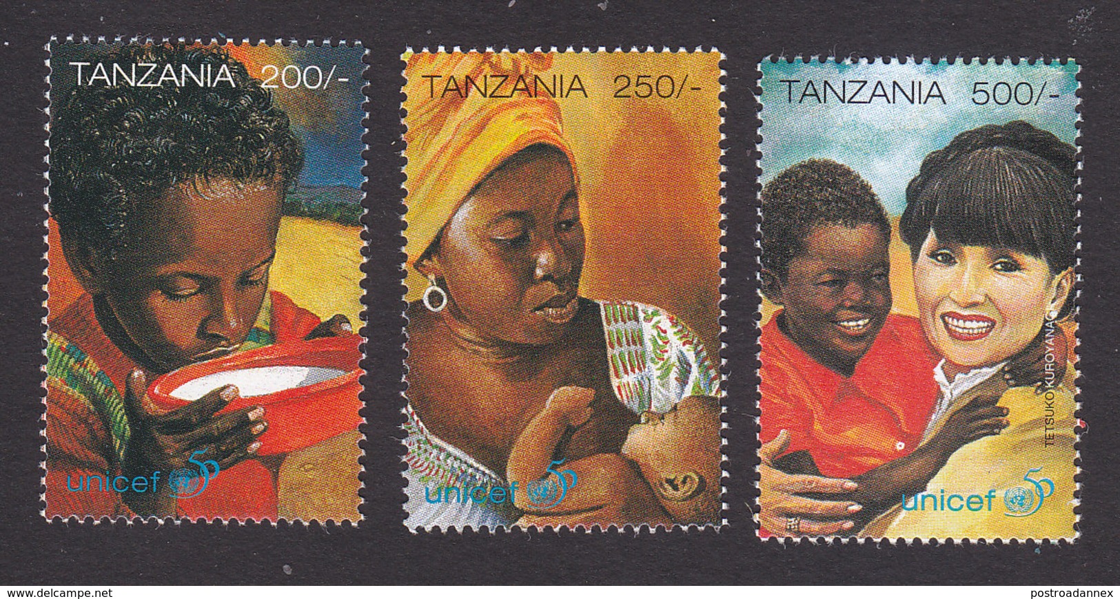 Tanzania, Scott #1506-1508, Mint Never Hinged, UNICEF 50th Anniversary, Issued 1996 - Tanzania (1964-...)