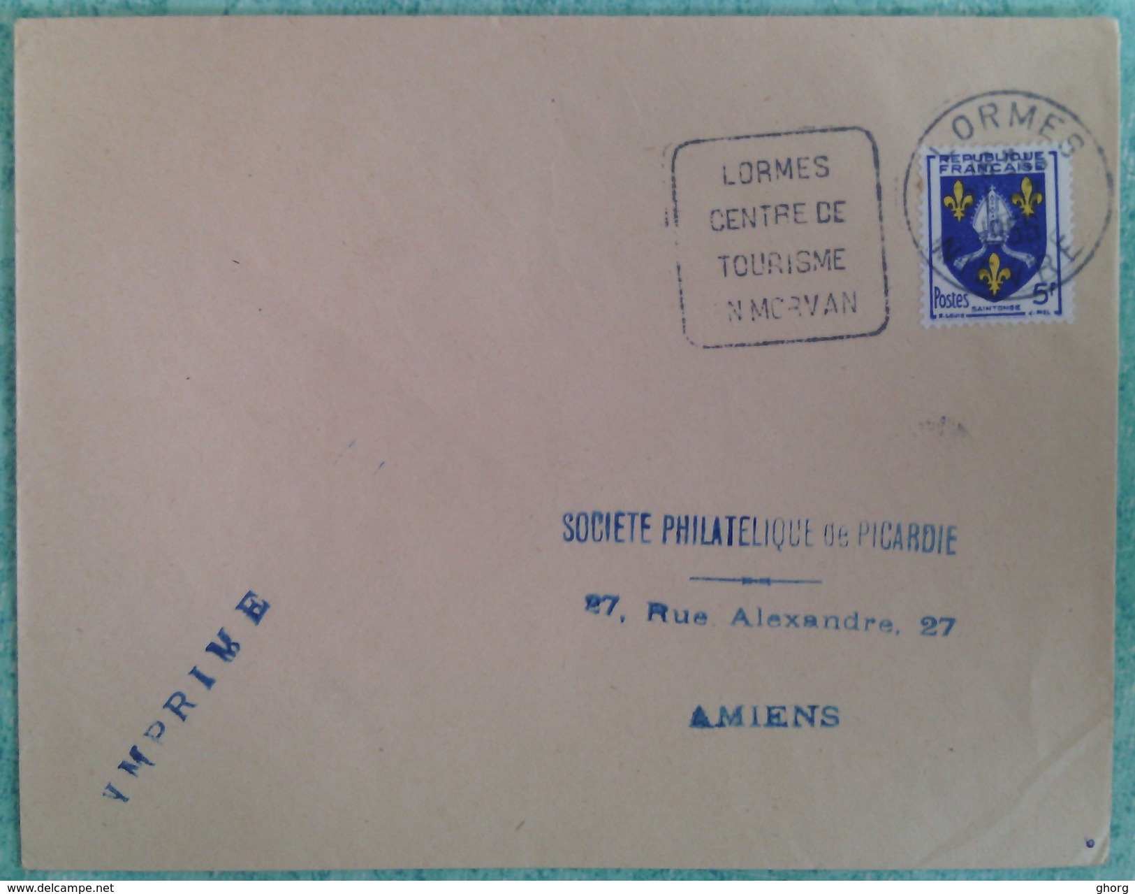 Empreinte Daguin (LOR301) LORMES/CENTRE DE/TOURISME/EN MORVAN Bloc Dateur à Droite. Enveloppe De 1959 - 1921-1960: Modern Period
