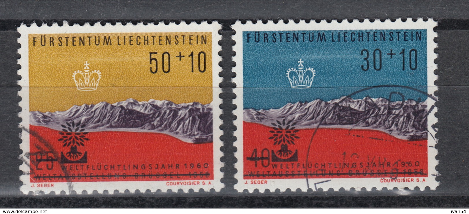 Liechtenstein 353-54  (0) (1960) – Refugee Year – Vluchtelingenjaar - - Oblitérés