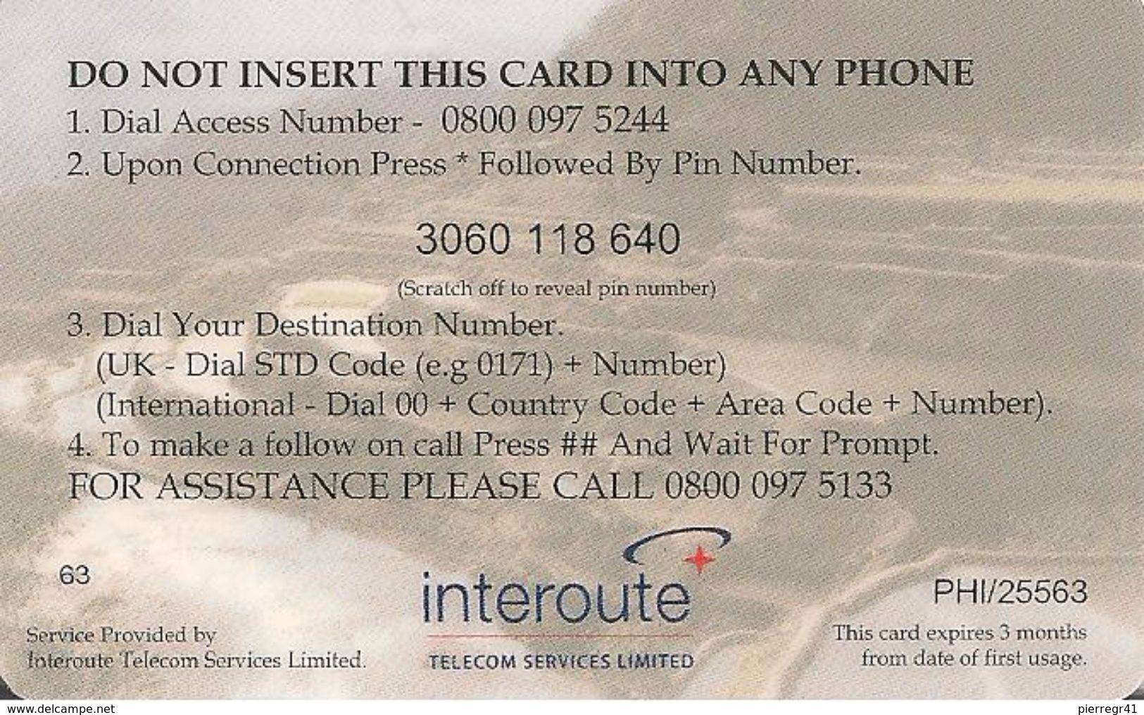 CARTE+PREPAYEE-INTEROUTE-5£-THEPHONE PHILIPPINES En Jaune-PAYSAGES-TB E-RARE - Autres & Non Classés