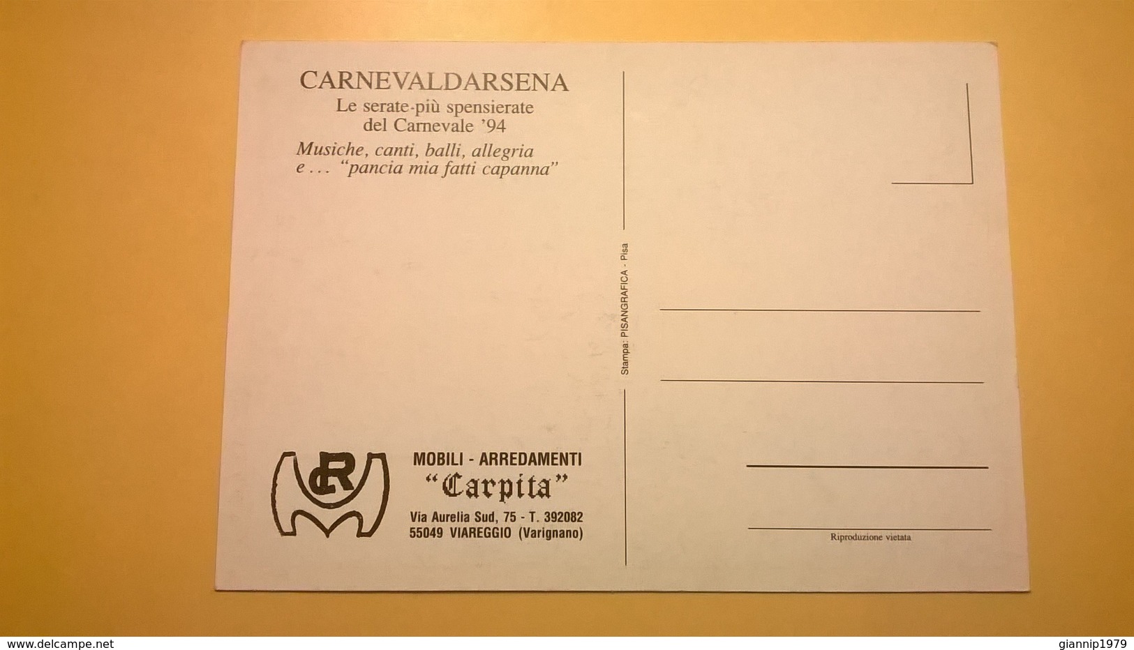 CARTOLINA POSTCARD NUOVA CARNEVALE VIAREGGIO 1994 CARNEVALDARSENA - Viareggio