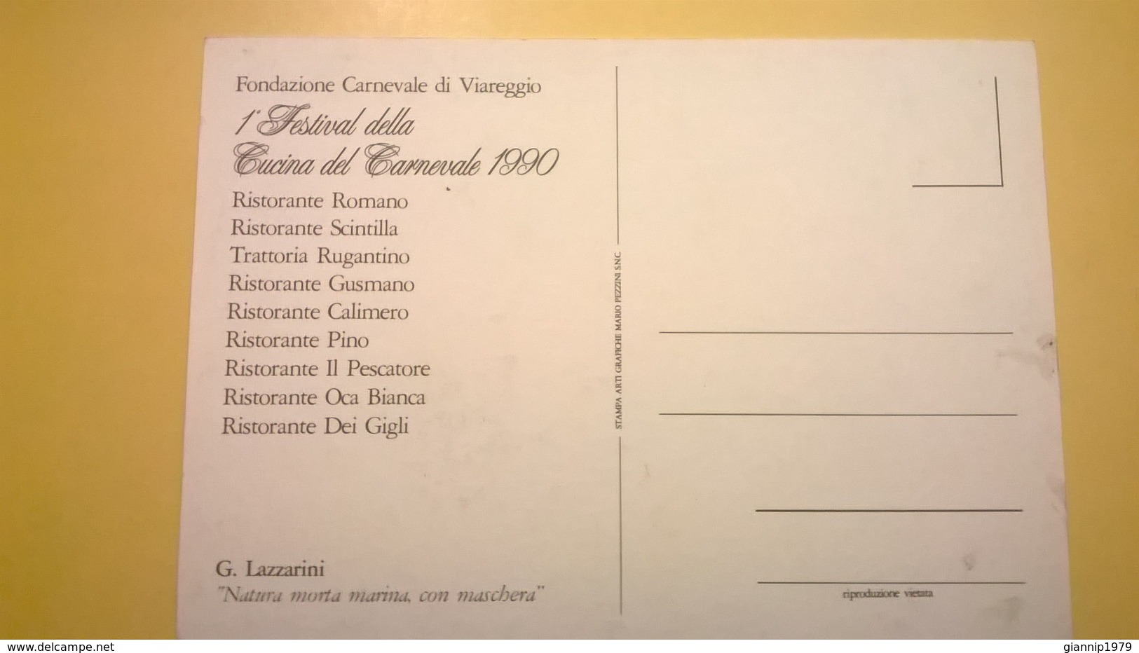 CARTOLINA POSTCARD NUOVA CARNEVALE VIAREGGIO RARA 1990 - Viareggio