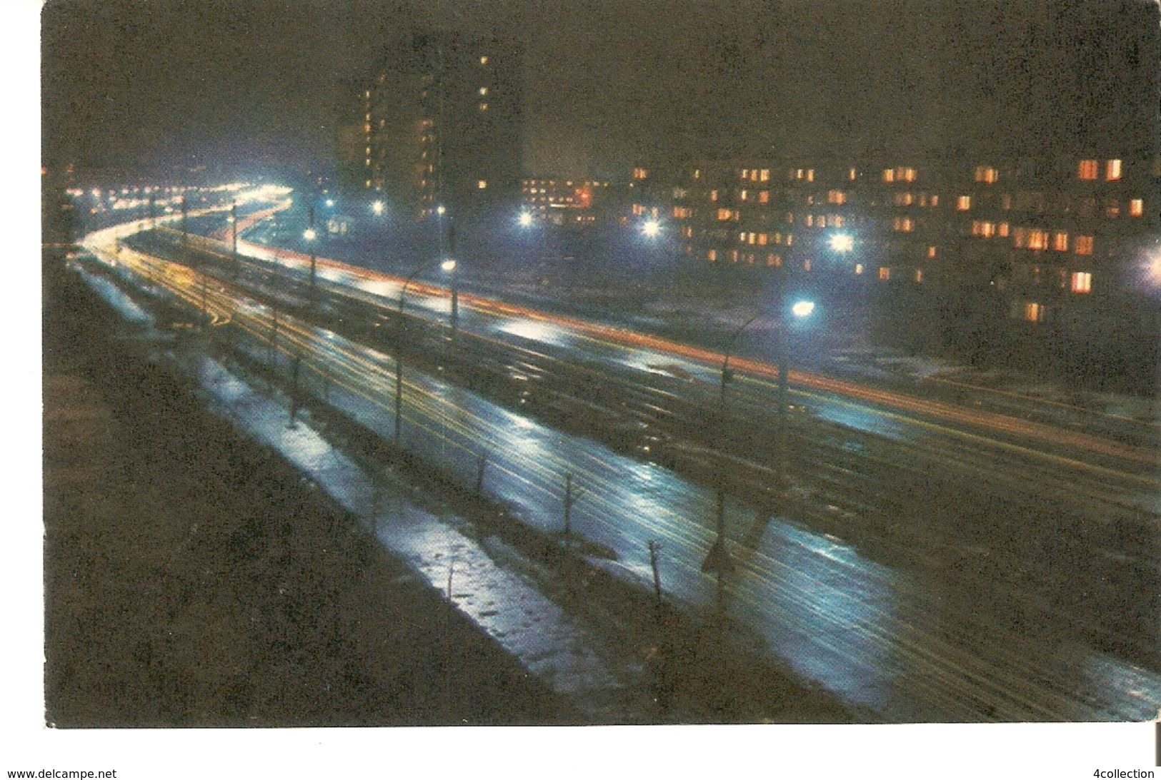 K2. Latvia SSR USSR Soviet Postcard Riga At Night Maskavas Street Strasse In Kengarags Photo By Balodis - Latvia