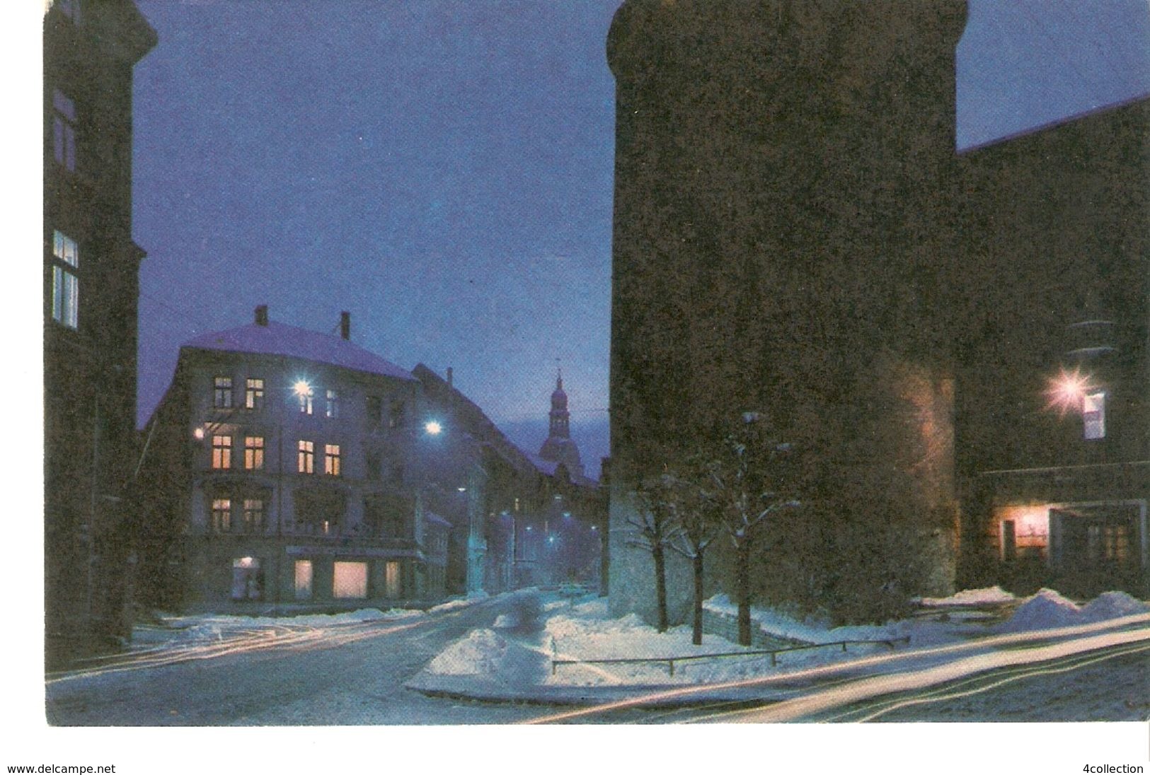 K2 Latvia Latvian SSR USSR Soviet Postcard Riga At Night Powder Tower Pulverturm Photo By Balodis - Latvia