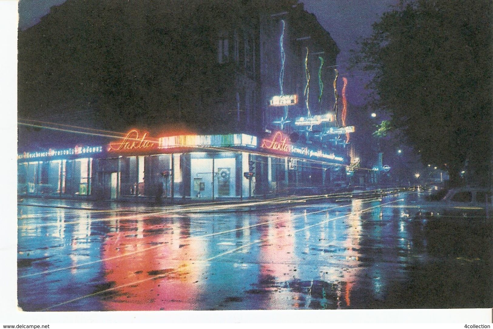 K2 Latvia SSR USSR Soviet Postcard Riga At Night Crossing Of Lenin Street & Merkela Strasse Sakta Shop Photo By Balodis - Latvia