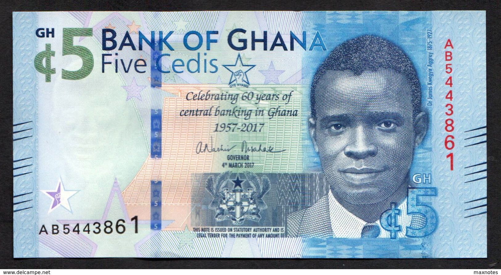 GHANA :  5  Cedis - 2017  - PNew - UNC - Ghana