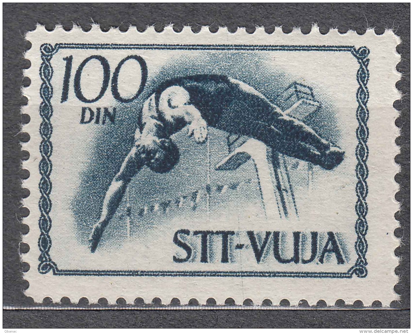 Italy Yugoslavia Trieste Zone B, Sport 1952 Mi#65, Sassone#51 Key Stamp, Mint Hinged - Ungebraucht