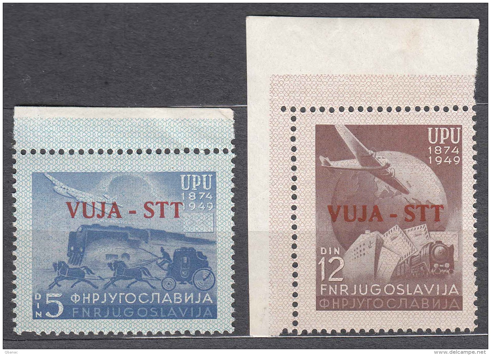 Italy Yugoslavia Trieste Zone B, UPU 1949 Mi#22-23, Sassone#17-18 Mint Never Hinged - Neufs