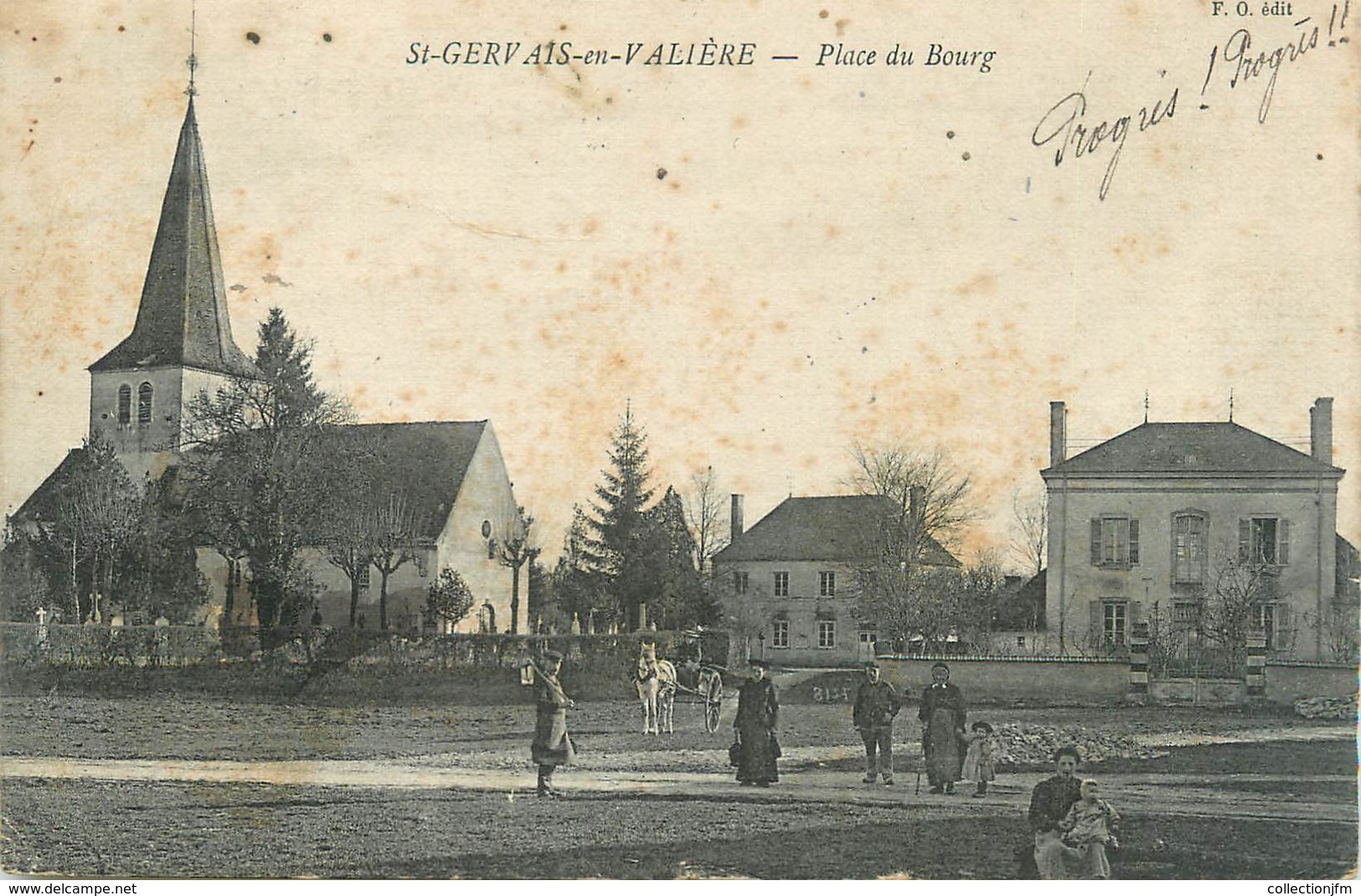 CPA FRANCE 71 " St Gervais En Valière, Place Du Bourg". - Autres & Non Classés