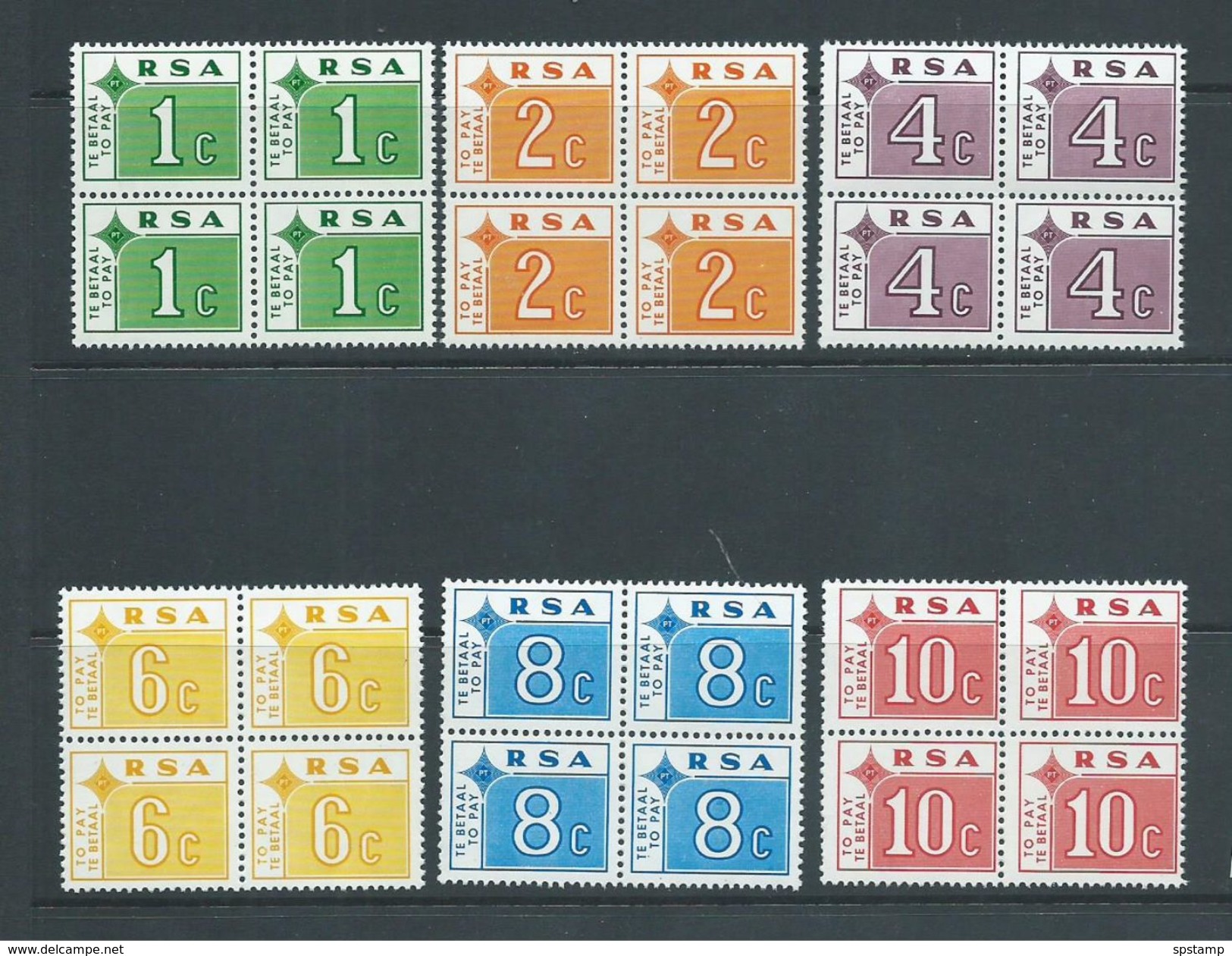 South Africa 1972 Postage Dues Set Of 6 MNH Blocks Of 4 - Unused Stamps