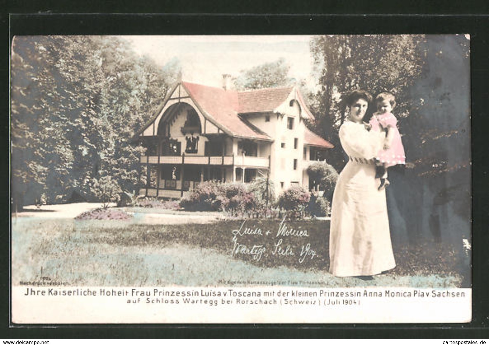 CPA Prinzessin Luisa V. Toscana Avec Der Kleinen Prinzessin Anna Monica Pia V. Sachsen Auf Château Wartegg - Royal Families