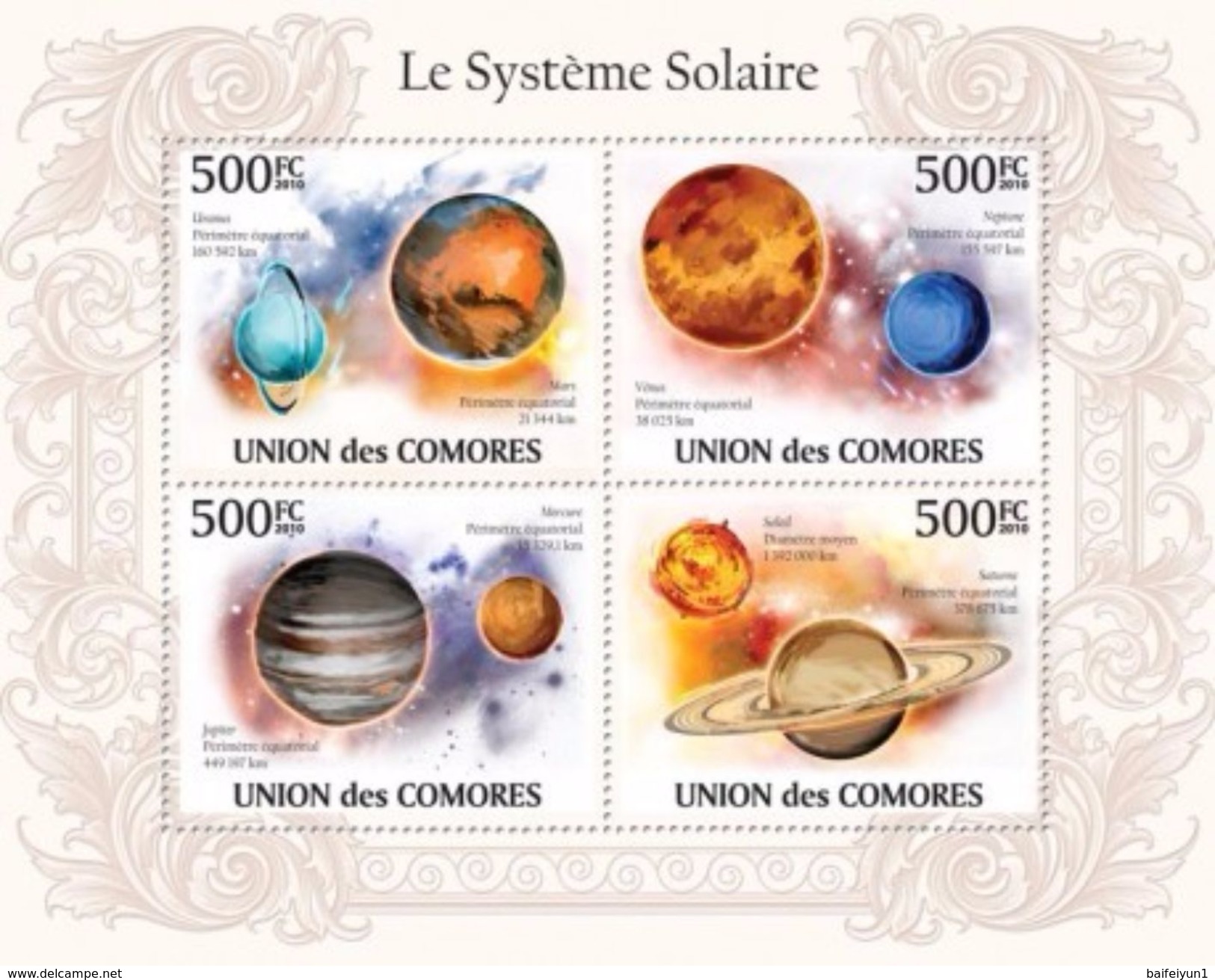 2010 Comores  Stamps  Solar System And Planets MS+S/S Stamp - Astrology