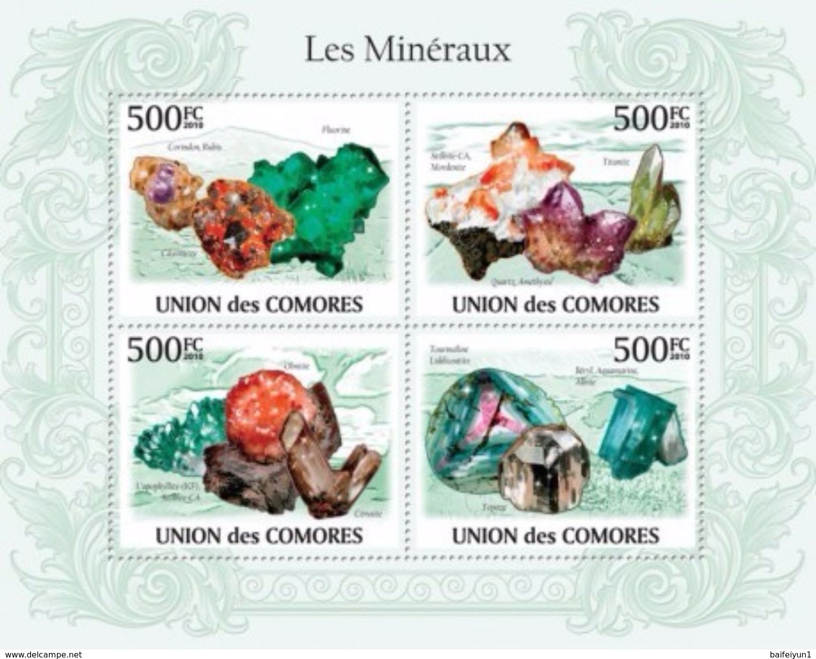 2010 Comores Stamps Mineral MS+S/S Stamp - Minerals