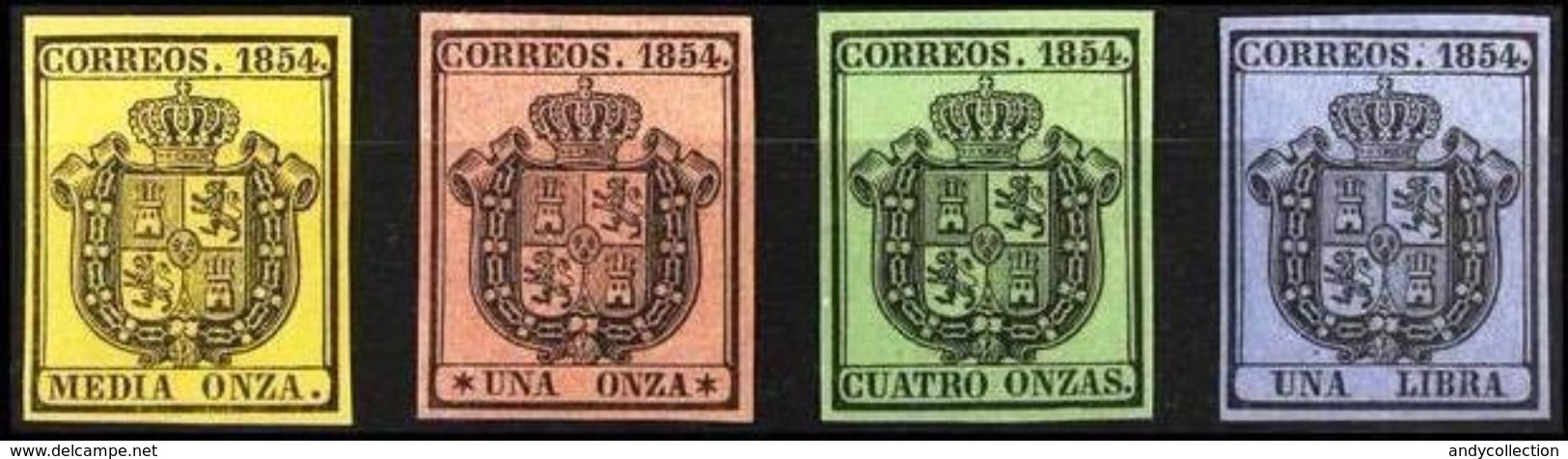 Spain 1854 EDIFIL 28-31 SERIE COMPLETA SERVICIO OFICIAL ESCUDO DE ESPAÑA MNH - Nuevos