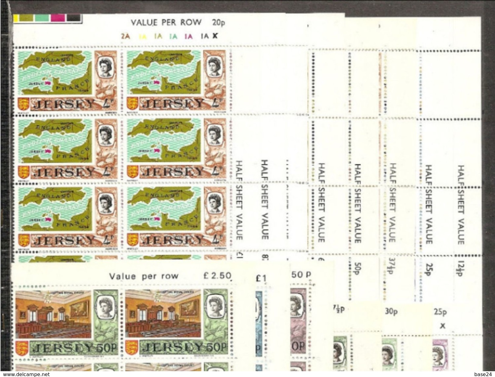 1970 Jersey  DEFINITIVA DECIMALE  Definitives Decimal 10 Serie Di 15v. MNH** (28/42) In Blocco Block - Jersey