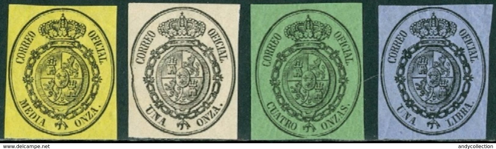 Spain 1855 EDIFIL 35 – 38 SERVICIO OFICIAL ESCUDO DE ESPAÑA SERIE COMPLETA MNH - Unused Stamps