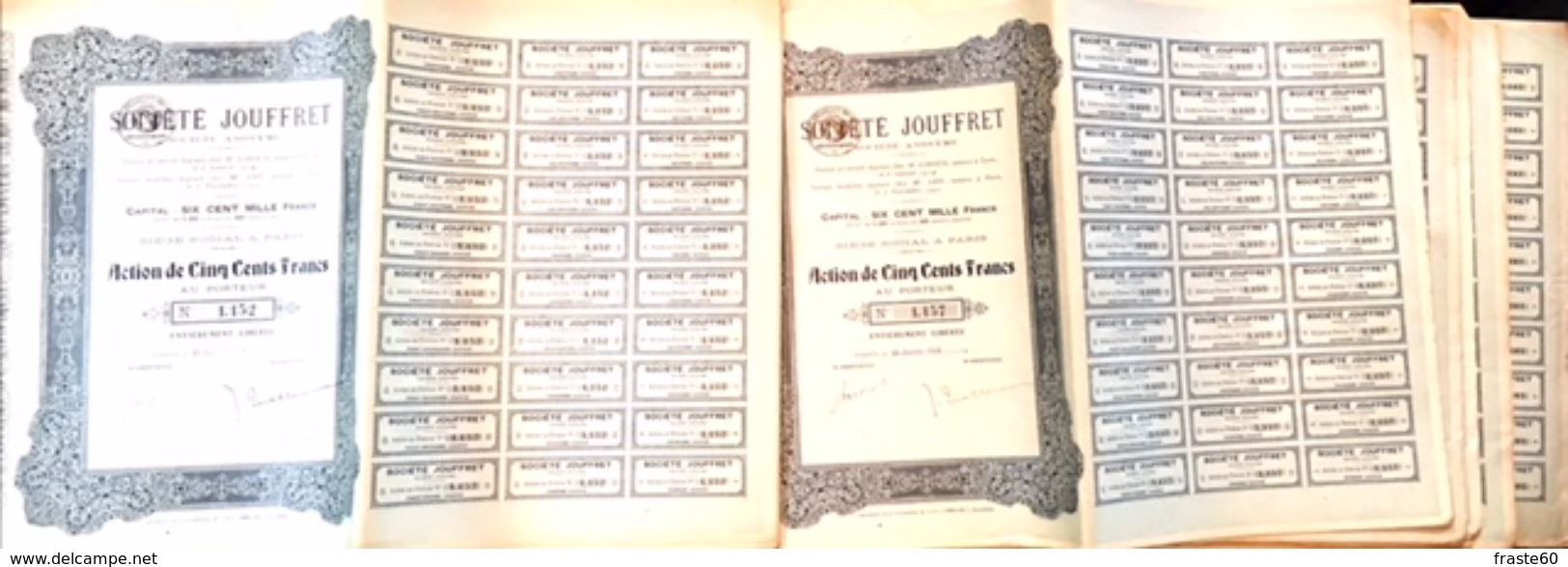 Lot De 40 Actions Anciennes (Cinq Cents Francs) Société Anonyme "Jouffret" - J - L