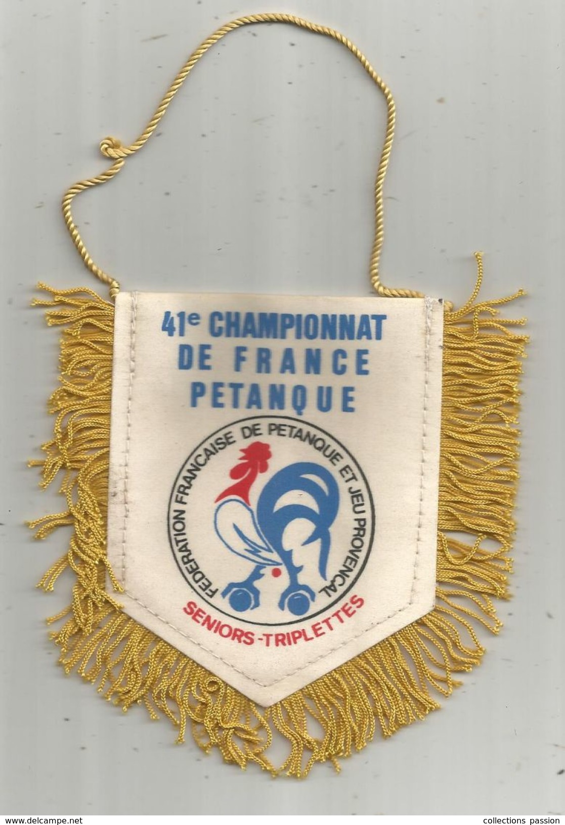 Fanion , Sports , PETANQUE , 41 éme Championnat De France , 1986 , Séniors Triplettes, 49, ANGERS, Frais Fr : 1.55 E - Pétanque