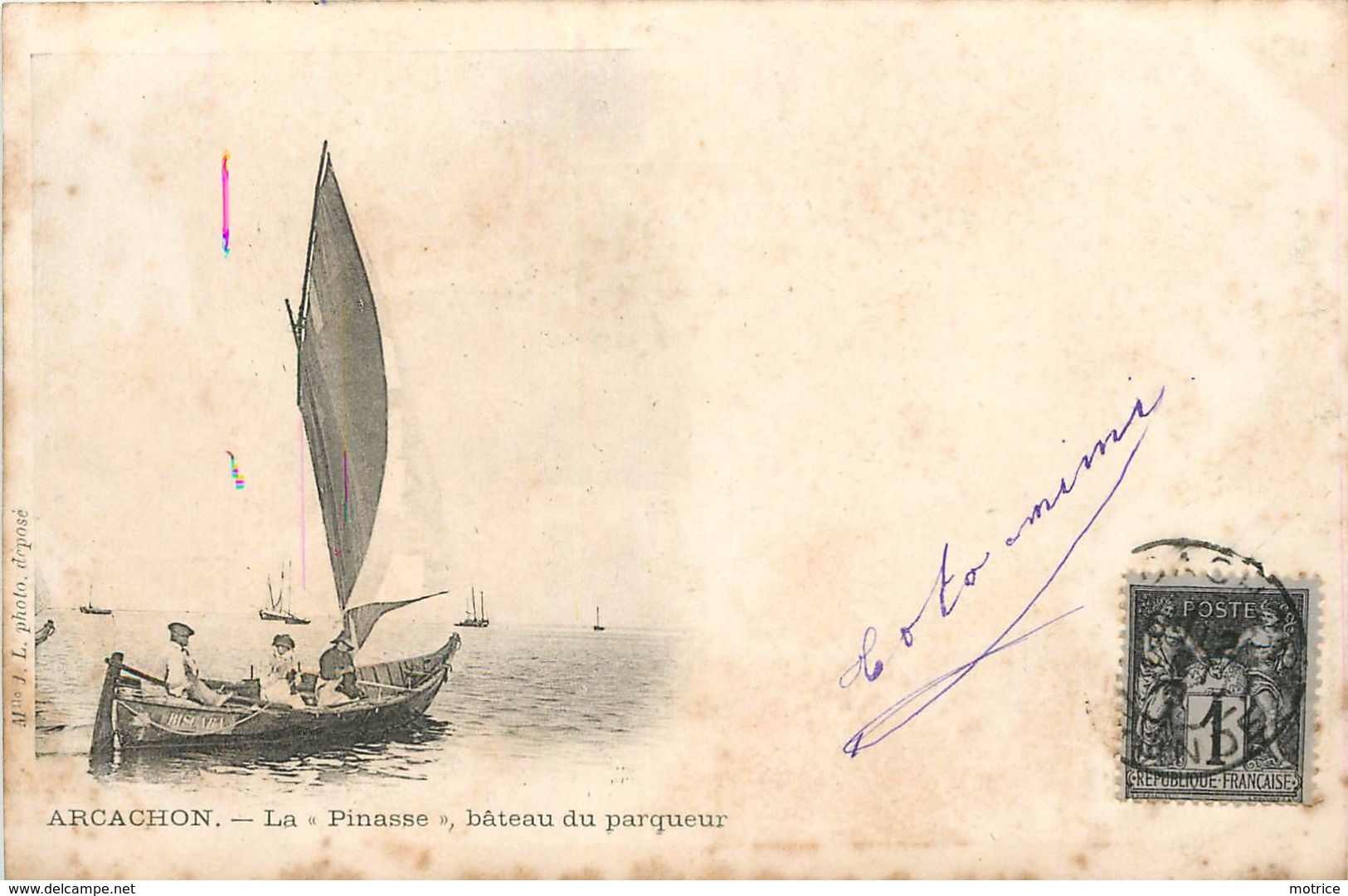 ARCACHON - La "pinasse" Bateau Du Parqueur, Carte 1900. - Velieri