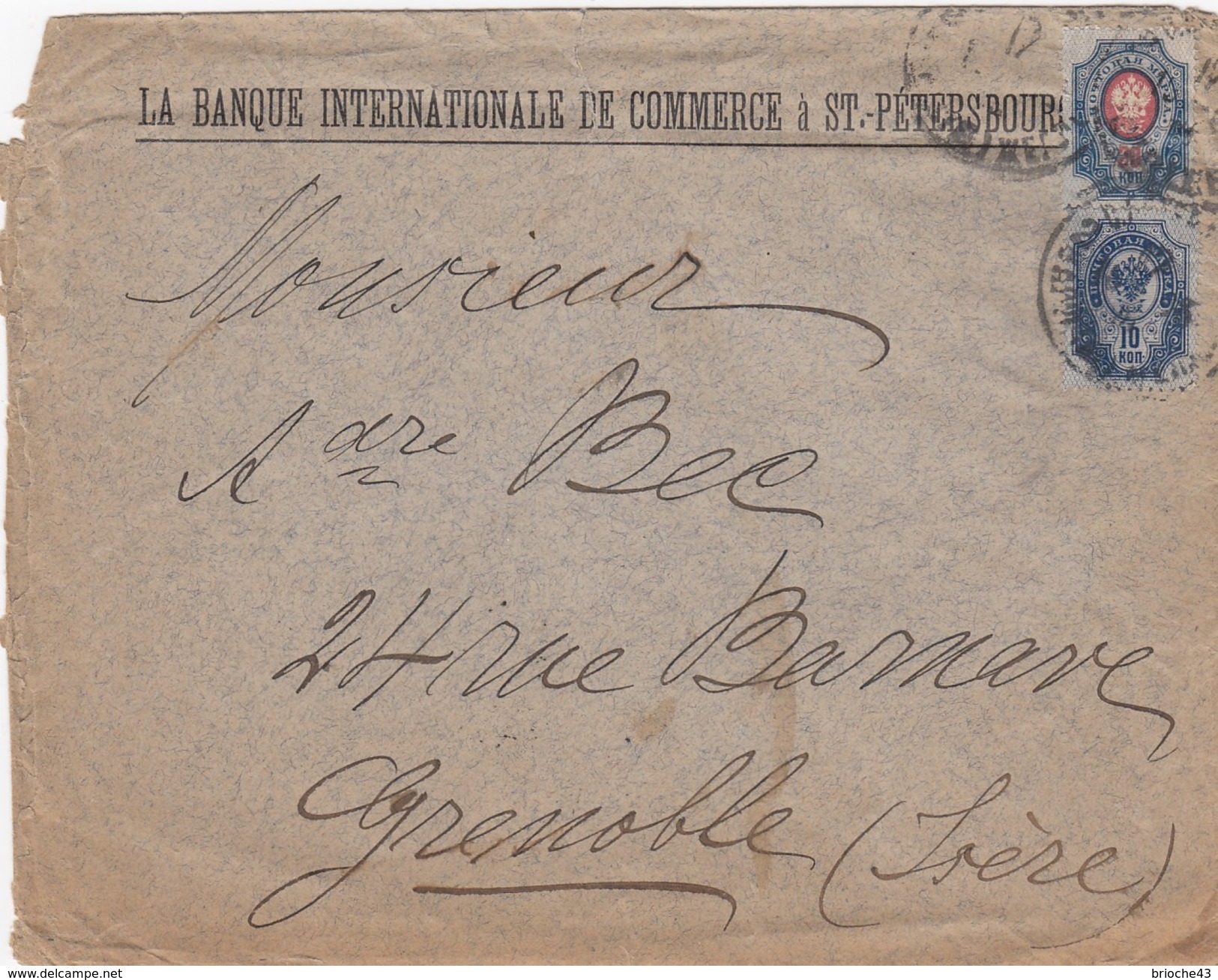 RUSSIE - LA BANQUE INTERNATIONALE DE COMMERCE ST PETERSBOURG 17.03.1903 TO GRENOBLE ISERE FRANCE /2 - Briefe U. Dokumente