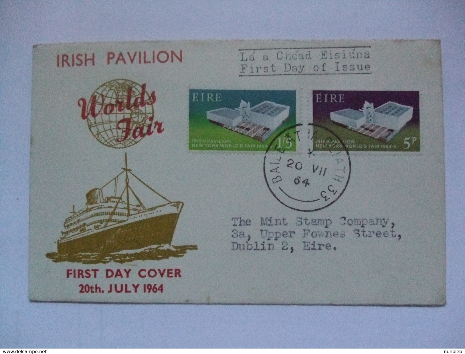 IRELAND - 1964 FDC - New York`s World Fair - Irish Pavilion - Lettres & Documents