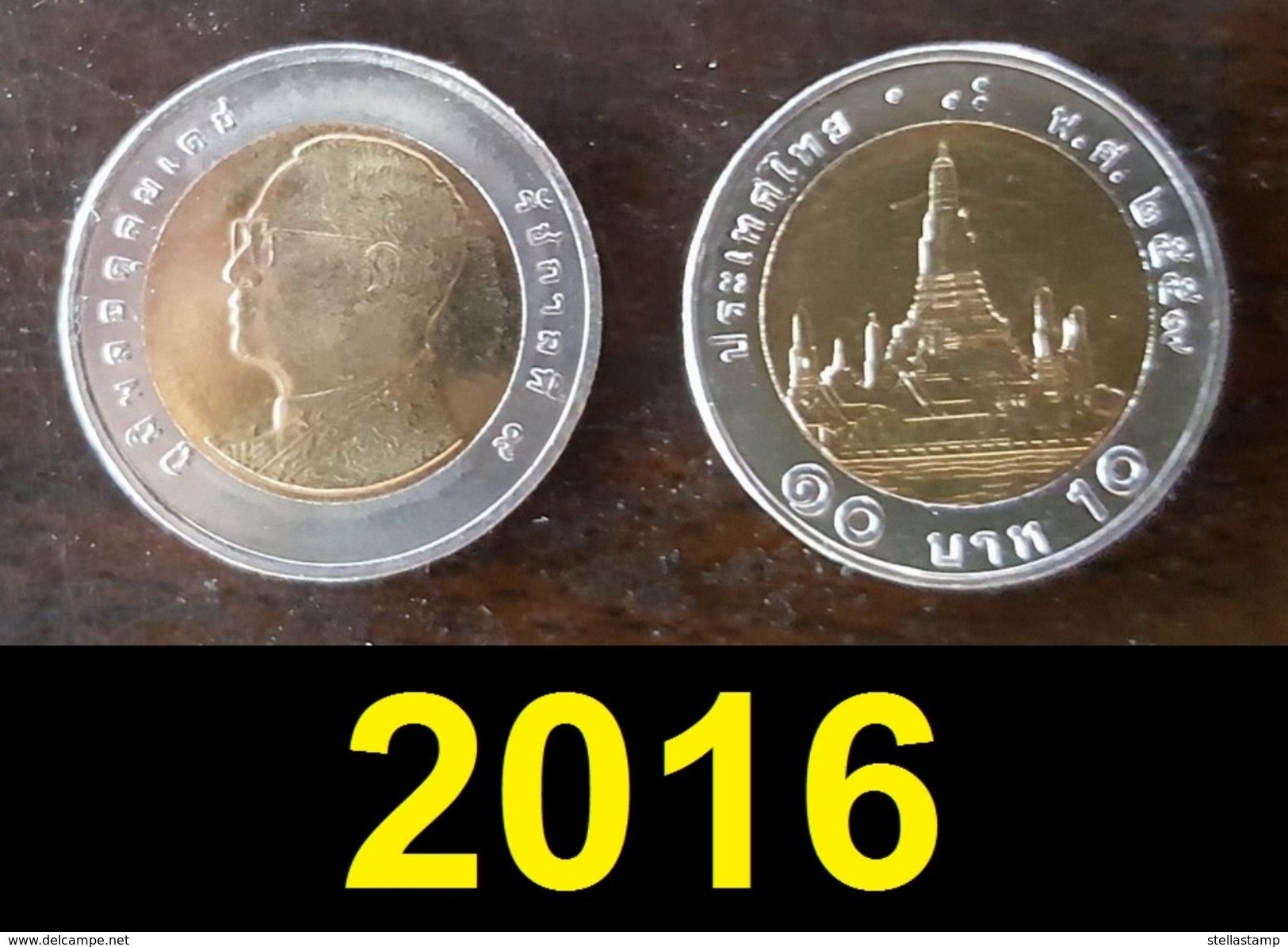 Thailand Coin Circulation 10 Baht Bi Metal Year 2016 UNC - Thailand